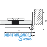 GBE 30 Glastrscharnier, Glas 6-8 mm; 45x30 mm, Messing verchromt matt