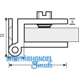 H25/R7 Glastrscharnier, Glas 6-8; 32x25 mm, Messing verchromt poliert