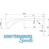 Griffleiste Edge Straight LA 20 mm, Lnge 40 mm, Aluminium Edelstahl Effekt