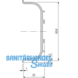 Griffmulde Aktor C-Profil horizontal, L 5000 mm, H 64, Alu wei RAL 9010