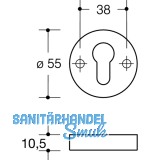 HEWI Zylinderrosette flach 306.23 FS stahlblau