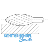 LUKAS HM-Frsstift Form H Flamme Kopf  12 mm Lnge 30 mm Zahnung 7