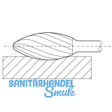 LUKAS HSS-Frsstift Form H Flamme Kopf  12 mm Lnge 30 mm Zahnung 3