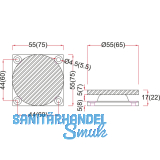 Haftmagnet-Gegenplatte, Gr. 05, beweglich, Platte 55 x 55 mm, Stahl verzinkt