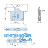 JuNie 2173 Bart-Rollladenschloss links, Dornma 25 mm, Messing-Stulpe