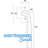 HALC Fenstergriff HALL - sichtbar geschraubt, 7x40, 122, Eisen verzinkt