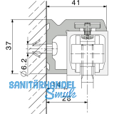 Winkelprofil-Wandbefestigung HAWA-Junior 40, 2000 mm, TS-44 mm, silber eloxiert