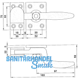Hebelverschluss einseitig m. Schlieklobe, Temperguss silberfrbig