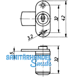 HEKNA 505 Zylinder-Hebelschloss, links, Schliehebel glatt, L 40 mm, Zamak