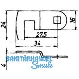 HEKNA 542 Zylinder-Hebelschloss, links, Schliehebel glatt, L 40 mm, Zamak