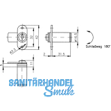 HEKNA 542 Zylinder-Hebelschloss, links, Schliehebel glatt, L 40 mm, Zamak
