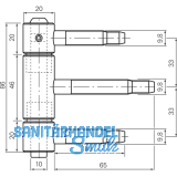 Herkula-Band 3-teilig, m. Aushngesicherung,  20 mm, Stahl schwarz brniert