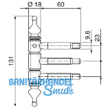 Einbohr-Zierband 3-teilig, m. Aushngesicherung,  18 mm, Stahl vermessingt