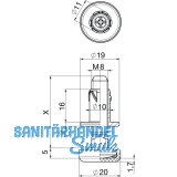 Hhenverstellschr. mit M8 Einbohrmuffe, 20, M8x80, KS schw./FE verzi.
