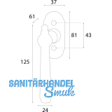 HALC Fenstergriff FULP - sichtbar geschraubt, 7x40, 125, Eisen verzinkt