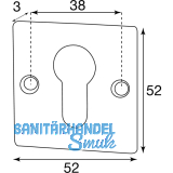HRTNAGL Zylinderrosette eckig PZ,- HALL u. Sll, 52x52 mm, verz schwarz passiv