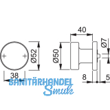 HOPPE Trknopf Flachform - auf Ros.,  52 fest u. Wechselstift, EdSt.matt
