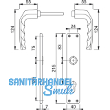 HOPPE Drckergt. BIRMINGHAM - auf LS BB90, TS30 - 49, silber eloxiert