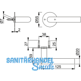 HOPPE Drcker AMSTERDAM auf runder Drckerrosette, TS35 - 45, Edelstahl matt