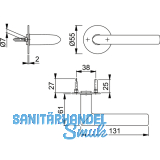 HOPPE Drcker STOCKHOLM auf Drckerrosette, TS35 - 45, EdSt.matt