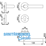 HOPPE Drckergt. AMSTERDAM - auf Ros. PZ, 37 - 47, silber eloxiert/Edelstahl