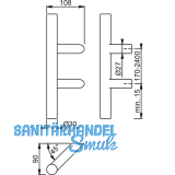 HOPPE Stangengriff E5012 - 600mm, Lochabstand 500mm, D 30mm, Edst. matt