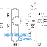 HOPPE SH-Wechselgt. MNCHEN - auf LS PZ88, TS75-80 Re, TS-80, oK., Mess. PVD