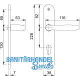 HOPPE Drckergt. ROISSY - auf LS BB90, TS35 - 54, Messing verchromt matt