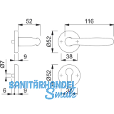 HOPPE Drckergt. ROISSY - auf Ros. BB, TS 39-47, Mess. satiniert/verchromt matt