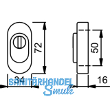 HOPPE SH-Zylinderrosette auen oval, m Kernziehschutz, EdSt.matt