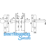 HOPPE SH-Wechselgarnitur PARIS m Schmalschild PZ92, VK 8, silber elox
