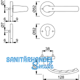 HOPPE Drckergt. TOKYO - auf Ros. PZ, TS38 - 42, silber eloxiert