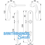 HOPPE Drckergt. VERONA - auf LS BB90, TS32 - 48, Messing verchromt matt