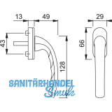 HOPPE Fenstergriff TOKYO - verdeckt geschr., VK 7 x 32 mm, m. Rast., silber elox
