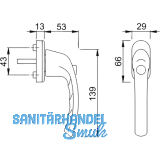 HOPPE Fenstergriff TOKYO - mit Sperrknopf, VK 7 x 32 mm, silber elox.