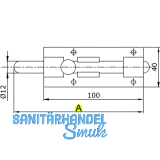 Grendelriegel abschliebar, 150 mm, Edelstahl