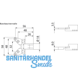 Einbohrband-Oberteil m. Zylinderkopf,  16 mm, f. Holz. Stahl vernickelt