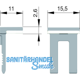 Oberteil zu Glasbodentrger KUBIC mit Gummiauflage transparent