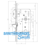 Magnetfallenschloss KFV 116 1/2, PZW 72 mm, Stulp rund 235 x 18 x 3 mm,Edelstahl
