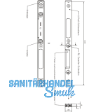 Schlieblech Falle u. Riegel verstell. m. AT-Stck, links, verzinkt silberfrbig
