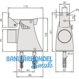 Torhalter mit Fanghaken und Puffer, Hhe 121 mm, silberfrbig