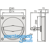 Klappringmuschelgriff KWS 5016, 90 x 90 mm, VK 8 mm, silber eloxiert