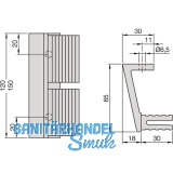 Konsole 65mm - fr Balkengriffe, Profil 120mm, Aluminium silber elox.
