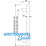 KWS Stangengriff 8179 - 300mm, LA. 150mm,  30mm, Edst. matt