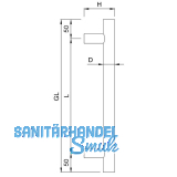 KWS Stangengriff 8179 - C - 600mm, LA. 500mm,  30mm, Edst. matt