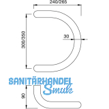 KWS Stangengriff Serie 84 - Halbkreis, 380mm, LA. 350mm,  30mm, Edst.