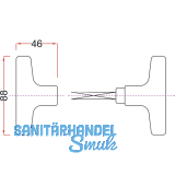 Kipptorschloss-Griffpaar, VK 9 mm, TS 40 - 50 mm, silber eloxiert