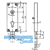 Kipptorschloss gefedert, nach unten, Kasten 60x160 mm, verzinkt