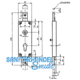 Kipptorschloss ungefedert, nach oben u. unten, Kasten 60x160 mm,verzinkt