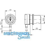 HEKNA 512 Zylinder-Glastrschloss, Zamak verchromt poliert